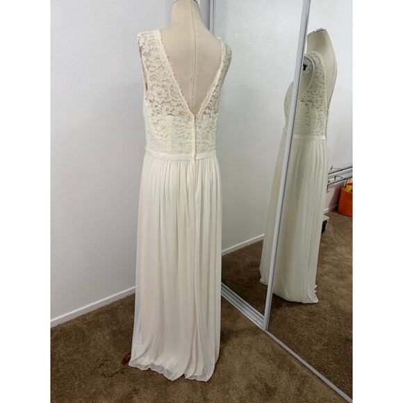 Davids Bridal Wedding dress boho-chic beach bkyard wedding ivory chiffon Plus sz - Picture 10 of 16